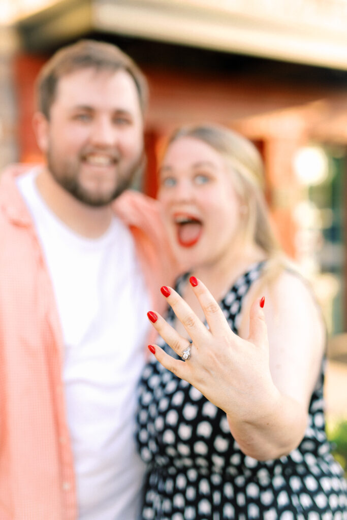 Woman wears her fiance's grandmother's ring after he proposes to her in Kennesaw, Georgia