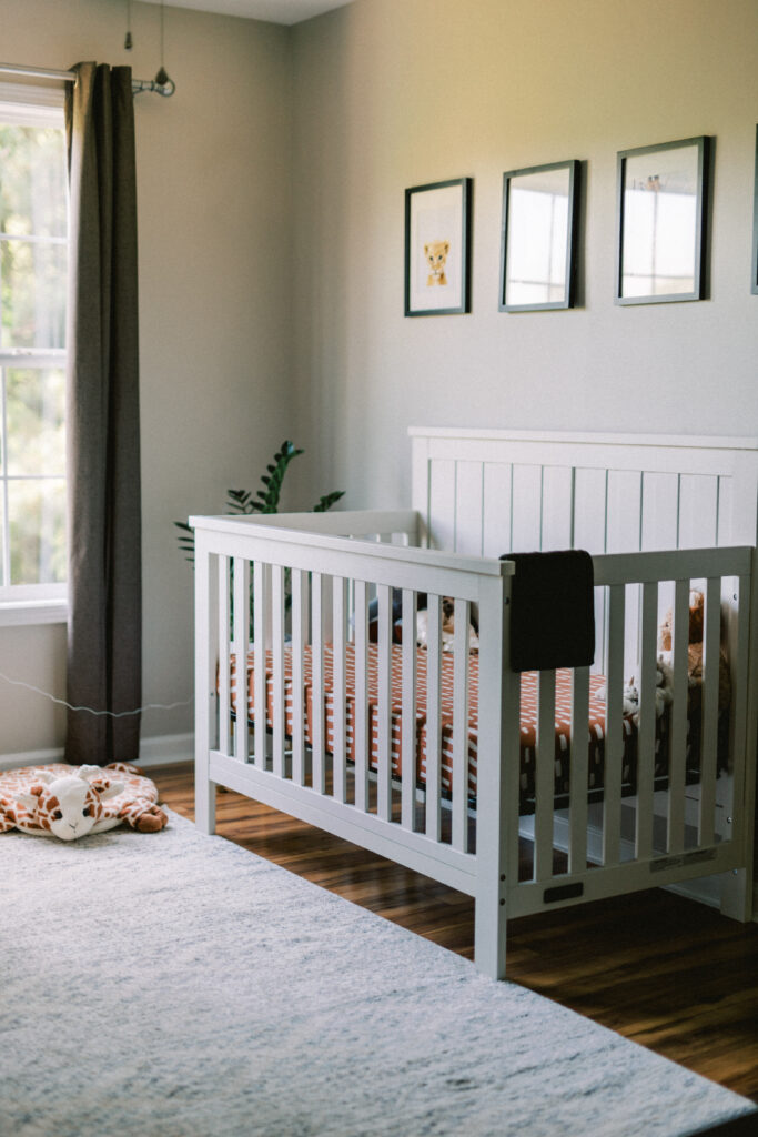 Safari themed nursery during newborn session in Metro Atlanta, Georgia